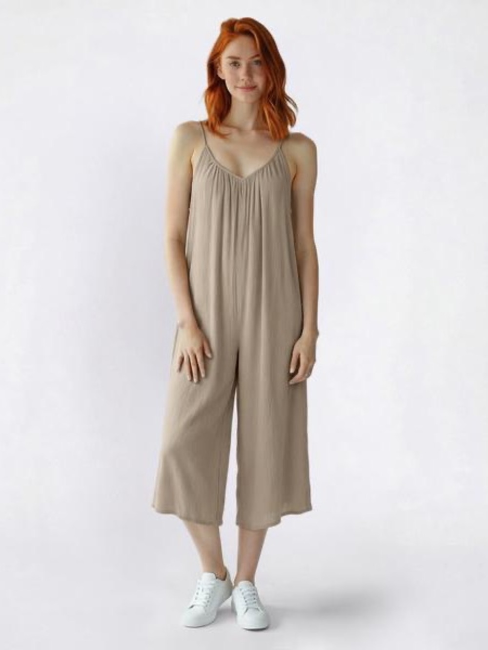 HUNTER & BROWN | Crosshatch Cropped Jumpsuit with Pockets